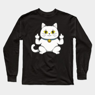 Cute Cat Shows Fuck You Middle Finger Long Sleeve T-Shirt